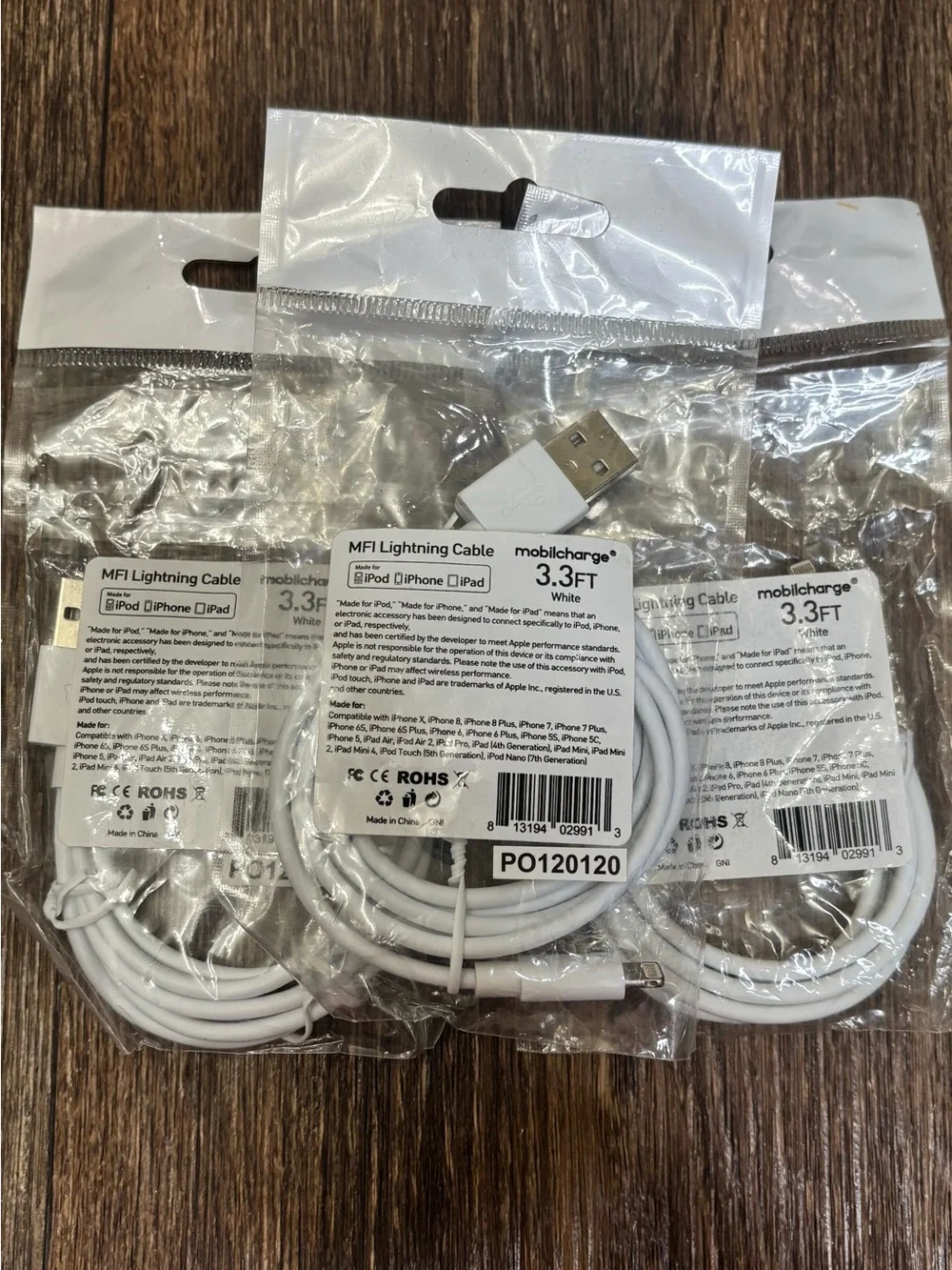 3 Pack of Lightning to USB Charging Cables - 3.3ft